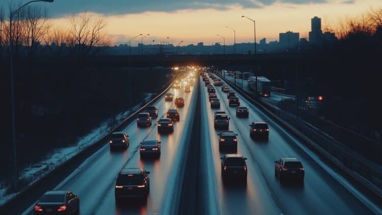 New Jersey highway and traffic at night