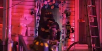 burned home in Newark, NJ after birthday party house fire