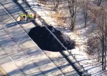 Sinkhole on I-80 in Wharton, NJ